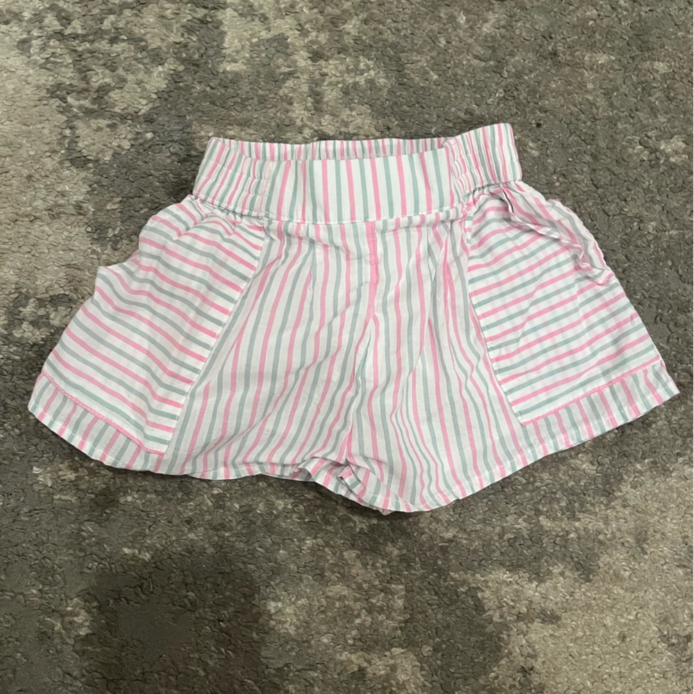 Janie and Jack Pink and Green Striped Baby Shorts 6-12 months